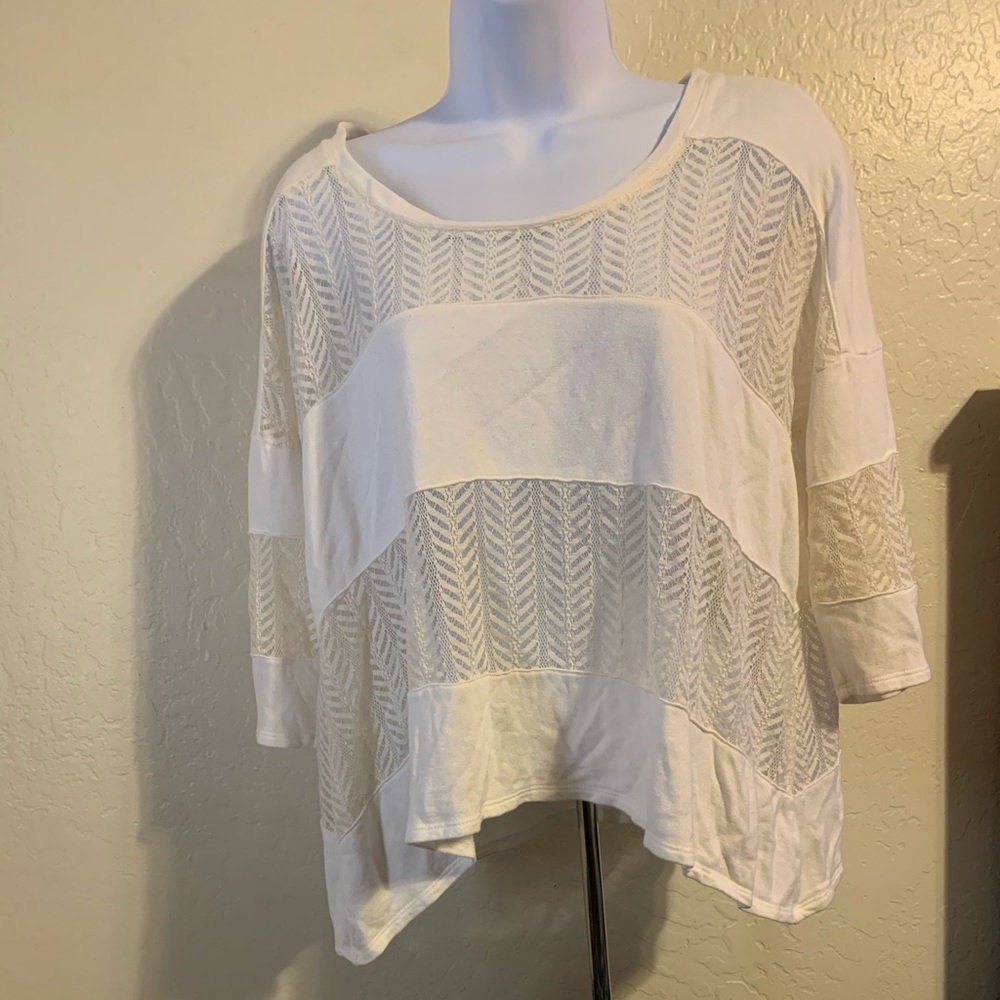 Cream Forever 21 cropped sleeve top